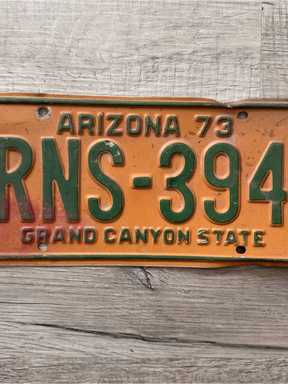 VTG 1973 ARIZONA GRAND CANYON STATE PASSENGER AUTO LICENSE PLATE RNS 394 AZ 73